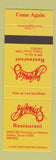Matchbook Cover - Gloria's Restaurant Dallas TX