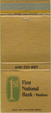 Matchbook Cover - 1st National Bank Madison wI 30 Strike