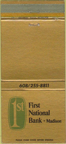 Matchbook Cover - 1st National Bank Madison wI 30 Strike