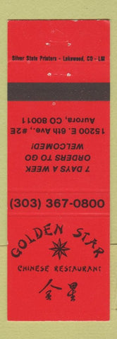 Matchbook Cover - Golden Star Chinese Restaurant Aurora Colorado