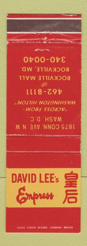 Matchbook Cover - David Lee's Empress Chinese Washington DC Rockville MD WEAR