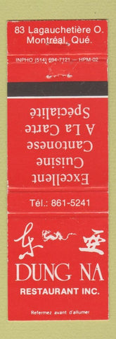 Matchbook Cover - Dung Na Chinese Restaurant Montreal QC