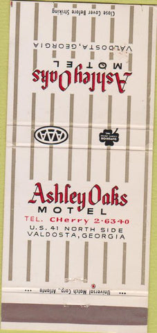 Matchbook Cover - Ashley Oaks Motel Valdosta GA 30 Strike