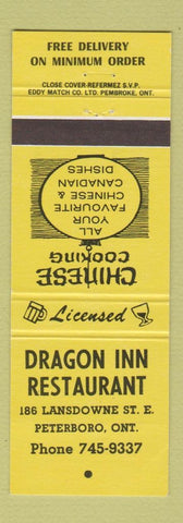 Matchbook Cover - Dragon Inn Chinese Restaurant Peterboro ON