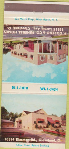 Matchbook Cover - Coreno Funeral Home Cleveland OH WEAR 30 Strike
