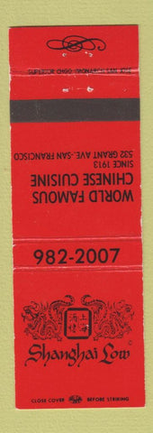 Matchbook Cover - Shanghai Low Chinese Restaurant San Francisco CA