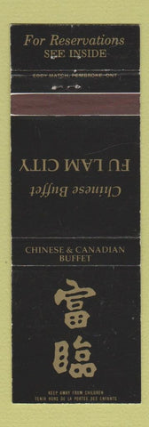 Matchbook Cover - Fu Lam City Chinese London Cambridge ON Moncton NB WEAR