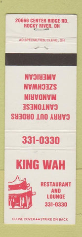 Matchbook Cover - King Wah Chinese Restaurant Rocky River OH