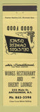 Matchbook Cover - Wongs Restaurant Orient Lounge Chinese Antigonish NS