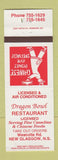 Matchbook Cover - Dragon Bowl Chinese Restaurant New Glasgow NS WORN