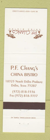 Matchbook Cover - PF Chang's Chinese Restaurant Dallas TX