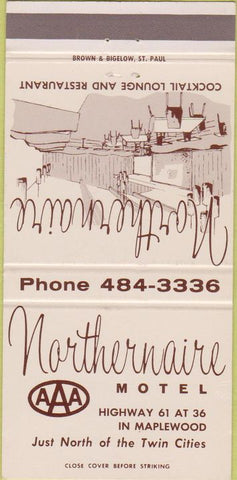 Matchbook Cover - Northernaire Motel Minneapolis MN 30 Strike