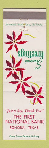 Matchbook Cover - First National Bank Sonora TX Christmas