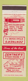 Matchbook Cover - Zentner's Steak House San Angelo Del Rio TX