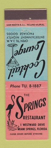 Matchbook Cover - Springs Restaurant Miami Springs FL