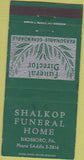 Matchbook Cover - Shalkop Funeral Home Birdsboro PA 30 Strike