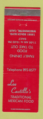 Matchbook Cover - Los Castillo's Mexican Restaurant Westminster CA