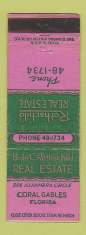 Matchbook Cover - B de C Rothschild Real Estate Coral Gables FL WEAR