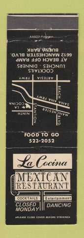Matchbook Cover - La Cocina Mexican Restaurant Buena Park CA