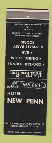 Matchbook Cover - Hotel New Penn New Castle PA