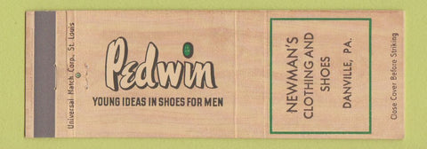 Matchbook Cover - Pedwin Men's Shoes Newman's Danville PA