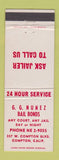 Matchbook Cover - GG Nunez Bail Bonds Compton CA