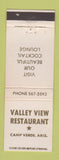 Matchbook Cover - Valley View Restaurant Camp Verde AZ WEAR