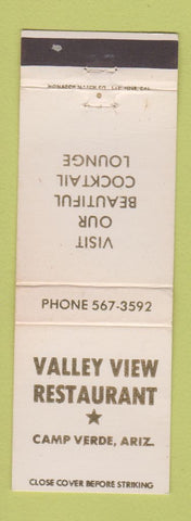 Matchbook Cover - Valley View Restaurant Camp Verde AZ WEAR