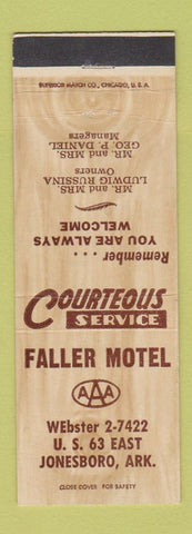 Matchbook Cover - Faller Motel Jonesboro AR