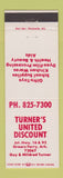 Matchbook Cover - Turner's United Discount Store Greers Ferry AR