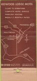 Matchbook Cover - Redwood Lodge Motel Los Angeles CA 30 Stick