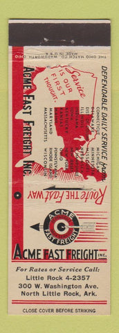 Matchbook Cover - Acme Fast Freight Trucking North Little Rock AR