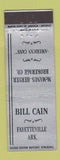 Matchbook Cover - Bill Cain McManus Heryer Brokerage Cans Fayetteville AR