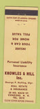Matchbook Cover - Knowles & Hill Insurance Real Estate Concord NH