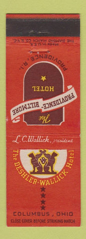 Matchbook Cover - Providence Biltmore Hotel RI Deshler Wallick Columbus OH