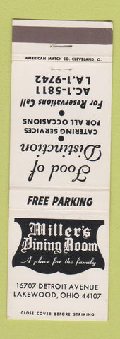 Matchbook Cover - Miller's Dining Room Lakewood OH