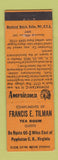 Matchbook Cover - Francis Tilman Tea Powhatan Court House VA Perkins Americana