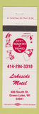 Matchbook Cover - Lakeside Motel Green Lake WI