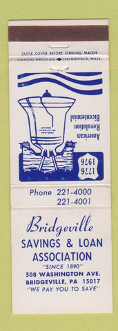 Matchbook Cover - Bridgeville Savings Loan PA 1976 WEAR