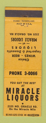 Matchbook Cover - Miracle Liquors Tucson AZ