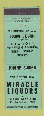 Matchbook Cover - Miracle Liquors Tucson AZ GREEN