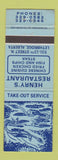 Matchbook Cover - Henry's Restaurant Lethbridge AB