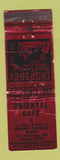 Matchbook Cover - Oriental Cafe Mount Vernon WA WORN