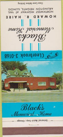 Matchbook Cover - Black's Memorial Home Arlington Heights IL 30 Strike