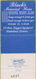 Matchbook Cover - Black's Memorial Home Arlington Heights IL 30 Strike