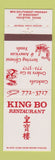 Matchbook Cover - King Bo Chinese Restaurant Houston TX
