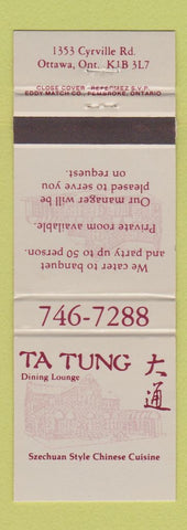 Matchbook Cover - Ta Tung Chinese Restaurant Ottawa ON