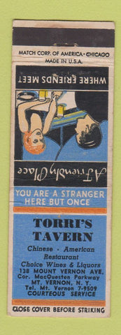 Matchbook Cover - Torri's Tavern Chinese Mount Vernon NY
