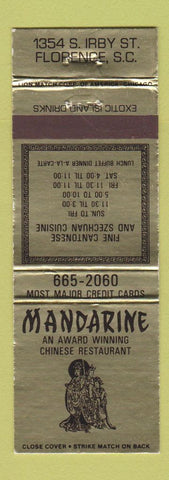 Matchbook Cover - Mandarin Chinese Restaurant Florence SC
