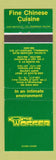 Matchbook Cover - The Wokker Chinese Restaurant Toronto Thornhill ON